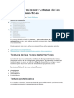 Texturas y Microestructuras de Las Rocas Metamórficas