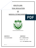 Health Law-Legal Regulation OF Medical Establishments