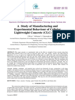 A Study of Manufacturing and Experimental Behaviour of Cellular Lightweight Concrete (CLC) Bricks