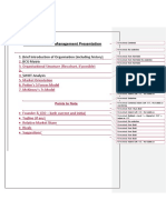 Main Contents of Management Presentation