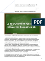 Le Recrutement Gestion Des Ressources Humaines S5