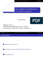 MATH 4A - Linear Algebra With Applications: Lecture 25: Angles and Orthogonality