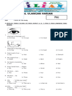 Soal Bahasa Inggris Kelas 3 SD Bab 1 Parts of The Body Dan Kunci Jawaban