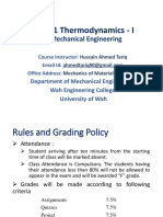 ME-131 Thermodynamics - I: BS Mechanical Engineering