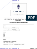 SSC CHSL (Tier - 1) Online Exam Paper - 2017 "Held On 19 March 2018" Morning-Shift (Quantitative Aptitude)