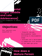 Lesson 3 Developmental Stages Middle and Late Adolescence