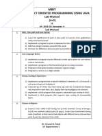 Object Oriented Programming Using Java Lab Manual (4+2)