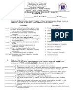 1st Quarterly Exam in Grade 12 Practical Research 2