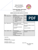 Career Guidance Week Matrix of Activities: Dalipuga National High School