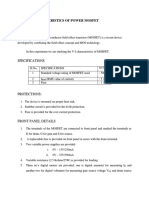 Experiment No 3a MOSFET Characteristics