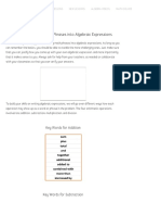 Translating Basic Math Phrases Into Algebraic Expressions - ChiliMath