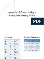 Example of Constructing A Predictive Parsing Table