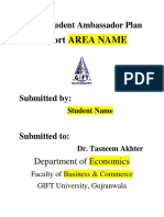 Report Area Name: NFLP Student Ambassador Plan