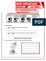 Actividades de Análisis de Un Texto para Cuarto de Secundaria