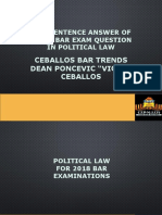 Ceballos Bar Trends Dean Poncevic "Vic" M. Ceballos: One-Sentence Answer of Essay Bar Exam Question in Political Law