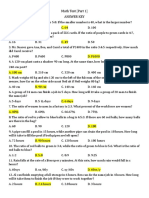 Math Test (Part 1) Answer Key