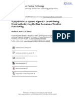 A Psycho Social System Approach To Well Being Empirically Deriving The Five Domains of Positive Functioning