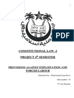 Constitutional Law - 2 Project 4 Semester: Provisions Against Exploitation and Forced Labour