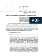 Solicita Otorgar Libertad Incondicional Justo Flores Poma y Otros