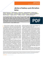 (Nature) Data-Driven Prediction of Battery Cycle Life Before Capacity Degradation