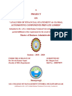 A Project ON "Analysis of Financial Statement & Global Automotive Conponents Private Limied"