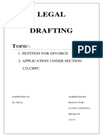 Legal Drafting: 1. Petition For Divorce 2. Application Under Section 125, CRPC