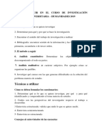 Técnicas A Utilizar: Pasos A Seguir en El Curso de Investigación Científica Universitaria - Humanidades 2019