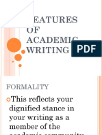 Features of Academic Writing