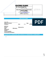 Homoeopathic Case Interview Proforma