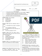 Prova Ciências Recuperação 9ºano 4ºBIM