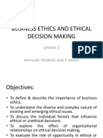 Lesson 1-BUSINESS ETHICS AND ETHICAL DECISION MAKING