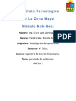 Evidencias Unidad II. Investigacion de Operaciones