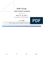 ETAP 114 Power System Analysis Workshop, TBD, United Kingdom - ETAP