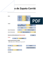 Hoja de Calculo Diseño de Zapata Corrida Bajo Muro