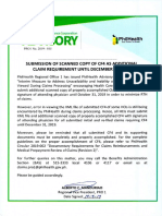 PA - PRO1 2019-015 Submission of Scanned Copy of CF4 As Additional Claim Requirement Until December 31, 2019