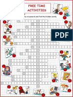 Free Time Activities: Fill in The Crossword and Find The Hidden Words