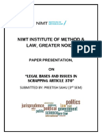 Nimt Institute of Method & Law, Greater Noida: "Legal Bases and Issues in Scrapping Article 370"