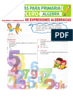 Clasificación de Expresiones Algebraicas para Tercero de Primaria