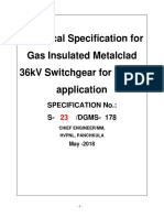 Technical Specification For Gas Insulated Metalclad 36kV Switchgear For Indoor Application