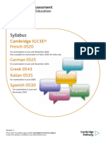 Syllabus: Cambridge IGCSE® French 0520 German 0525 Greek 0543 Italian 0535 Spanish 0530