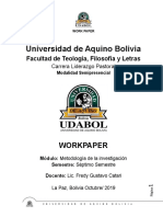 Metodologia de La Investigacion - Work Paper de La Materia