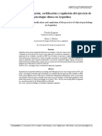 Bregman & Molina 2017 Sistemas de Acreditacion, Certificacion y Regulacion Del Ejercicio de La Psicologia Clinica en Argentina