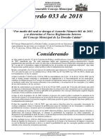 Reglamento Interno Concejo Municipal Acuerdo 033 de 2018