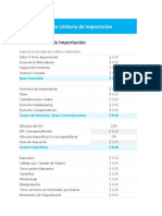 Planilla de Excel de Calculo de Costo Unitario de Importacion