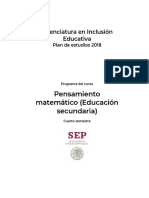 Programa Del Curso Pensamiento Matemático (Educación Secundaria)