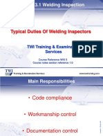 1.0 Typical Duties of Welding Inspectors