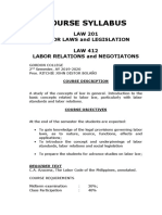 Labor Law COURSE SYLLABUS