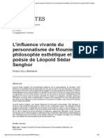 L'influence Vivante Du Personnalisme de Mounier Sur La Philosophie Esthétique Et La Poésie de Léopold Sédar Senghor