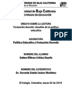 Formación Docente: Desafíos de La Política Educativa