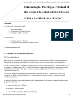 Psicologia Criminal II. Modelo de La Personalidad y Teoría de La Conducta Delictiva de Eysenck. Licenciatura en Criminología. Marisol Collazos Soto PDF